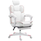 Chaise de bureau en cuir PU, Fauteuil de bureau de direction avec appui-tête, repose-pieds, roulettes pivotantes, chaise d'ordinateur inclinable