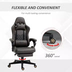 Chaise de Bureau et Gaming Fauteuil Gamer en Cuir PU Diamant, Dossier Haut, Fauteuil Inclinable Pivotant avec Repose-Pieds, Support Lombaire, Hauteur Réglable