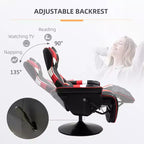 Fauteuil de gamer, Inclinable Style Racing avec Support Lombaire, Repose-Pieds et Porte-Gobelet/Blanc/Rouge
