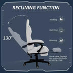 Chaise de jeu en cuir PU à dossier haut, Chaise d'ordinateur de course avec roulettes pivotantes, repose-pieds rétractable, appui-tête, support lombaire et accoudoirs