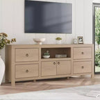 Farmhouse TV Stand for 75-80 Inch TVs, Long Entertainment Center with 6 Storage Drawers & Soundbar Shelf, White Media Console for Living Room