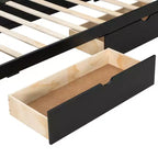 Lit plateforme de jeu en bois avec tête de lit LED, bureau et tiroirs de rangement USB, noir - ModernLuxe