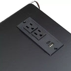 Lit plateforme de jeu en bois avec tête de lit LED, bureau et tiroirs de rangement USB, noir - ModernLuxe