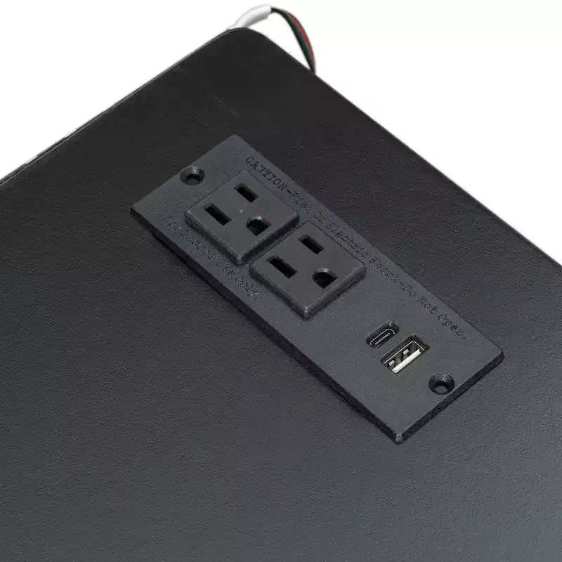 Lit plateforme de jeu en bois avec tête de lit LED, bureau et tiroirs de rangement USB, noir - ModernLuxe