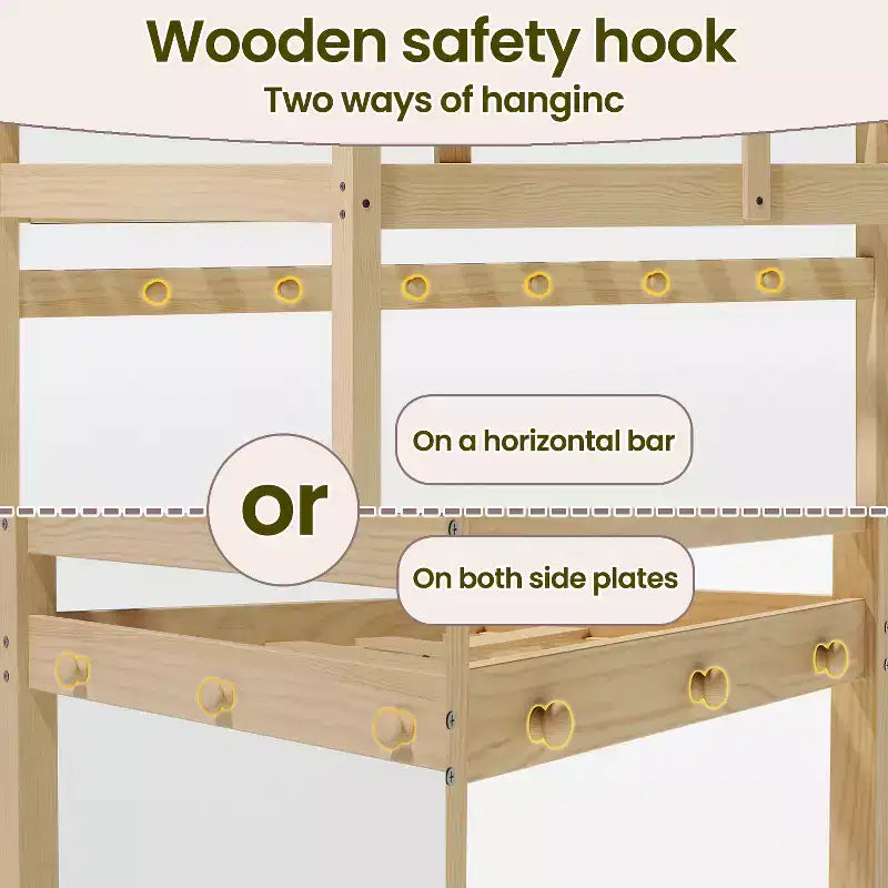 Lit mezzanine bas Bellemave pour enfants - Convertisssable en lit superposé, cadre en bois massif moderne avec éclairage LED, chêne.