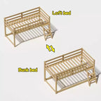 Lit mezzanine bas Bellemave pour enfants - Convertisssable en lit superposé, cadre en bois massif moderne avec éclairage LED, chêne.