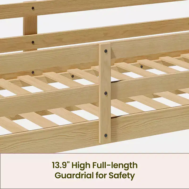 Lit mezzanine bas Bellemave pour enfants - Convertisssable en lit superposé, cadre en bois massif moderne avec éclairage LED, chêne.