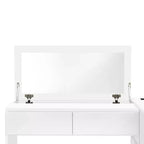 Lit plateforme double en bois Bellemave avec 6 tiroirs, étagères et coiffeuse, blanc