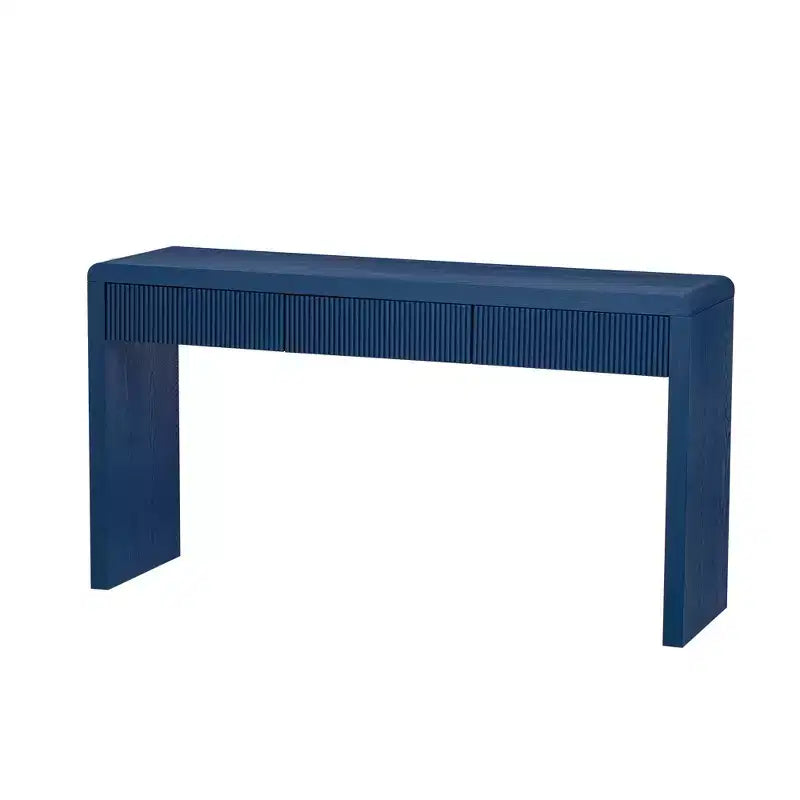 Table console rustique Luxystar avec 3 tiroirs cannelés, placage en bois massif et grain de bois naturel pour salon, couloir