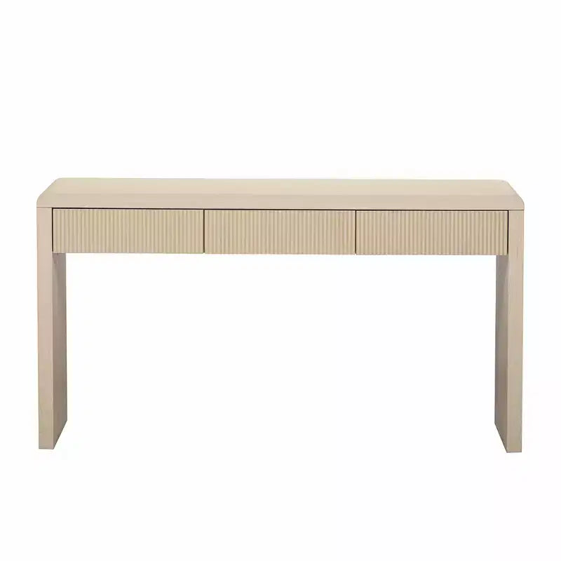 Table console rustique Luxystar avec 3 tiroirs cannelés, placage en bois massif et grain de bois naturel pour salon, couloir