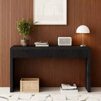 Table console rustique Luxystar avec 3 tiroirs cannelés, placage en bois massif et grain de bois naturel pour salon, couloir