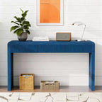 Table console rustique Luxystar avec 3 tiroirs cannelés, placage en bois massif et grain de bois naturel pour salon, couloir