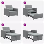 vidaXL Canapé-lit une place Inclinable Gris clair 90 x 165 x 87 cm tissu