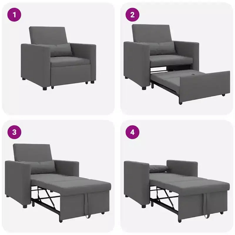 vidaXL Canapé-lit une place Inclinable Gris clair 90 x 165 x 87 cm tissu