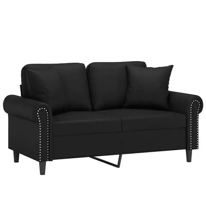 vidaXL Canapé 2 places avec coussins, Causeuse en similicuir noir