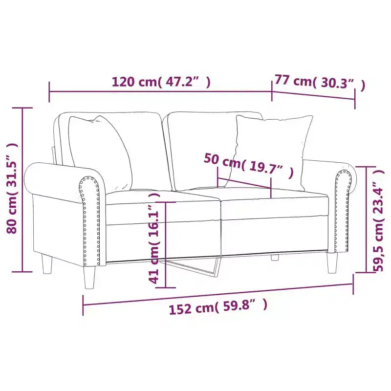 vidaXL Canapé 2 places avec coussins, Causeuse en similicuir noir
