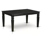 HomeStock Ensemble table de salle à manger avec plateau en bois massif et 4 chaises avec rallonge papillon, finition noire, 5 pièces