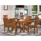 Ensemble de salle à manger 7 pièces - Table en bois et chaises en lin - Rectangle de 100x200 cm