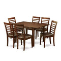 Chic 7 Piece Dinette Set - Rectangle Table w/ Leaf & 6 Dining Chairs - 32x60 Inch