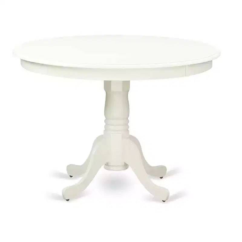 HomeStock Table à manger 5 pièces avec plateau en bois massif et 4 chaises Parsons, finition blanc lin