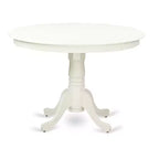 HomeStock Table à manger 5 pièces avec plateau en bois massif et 4 chaises Parsons, finition blanc lin