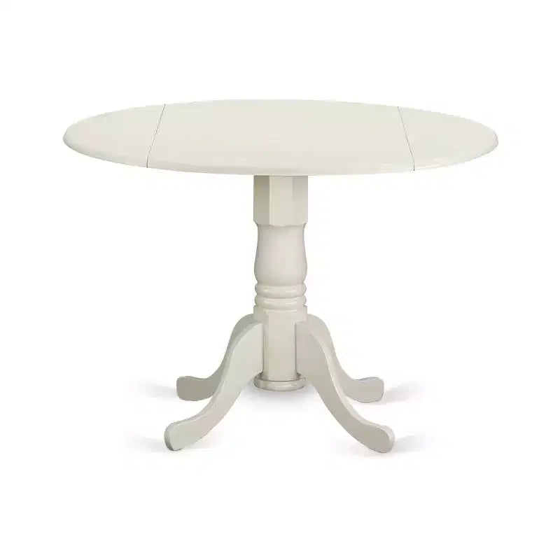 Ensemble de salle à manger 3 pièces, dessus en bois massif blanc, rond, rembourré, peut accueillir 4 personnes