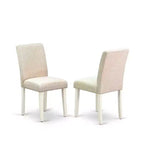 Ensemble de salle à manger rond avec 4 chaises - Table de cuisine de 42 pouces et chaises Parson - Blanc lin et beige