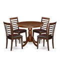 HomeStock 5-Piece Round Mahogany Finish Solid Wood Top Dining table with 4-Chairs
