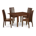 HomeStock 5-Piece Mahogany Finish Solid Wood Top Dining Table with 4 Chairs