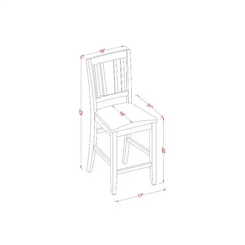 Table de salle à manger hauteur comptoir avec chaises - Ensemble de salle à manger moderne de style pub - Fini acajou - Ensemble de 5 pièces