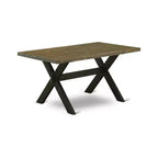 HomeStock Table de salle à manger rectangulaire 7 pièces en bois massif finition jacobine vieillie avec 6 chaises Parsons