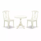 3-Piece Linen White Finish Solid Wood Top - Dining Room Set - Seats 4