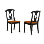 Table de salle à manger HomeStock 3 pièces ronde en bois massif, finition noire et merisier, avec 2 chaises