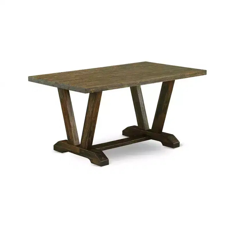 HomeStock – Ensemble de salle à manger 7 pièces multicolore en bois massif avec boutons touffetés – 4 places