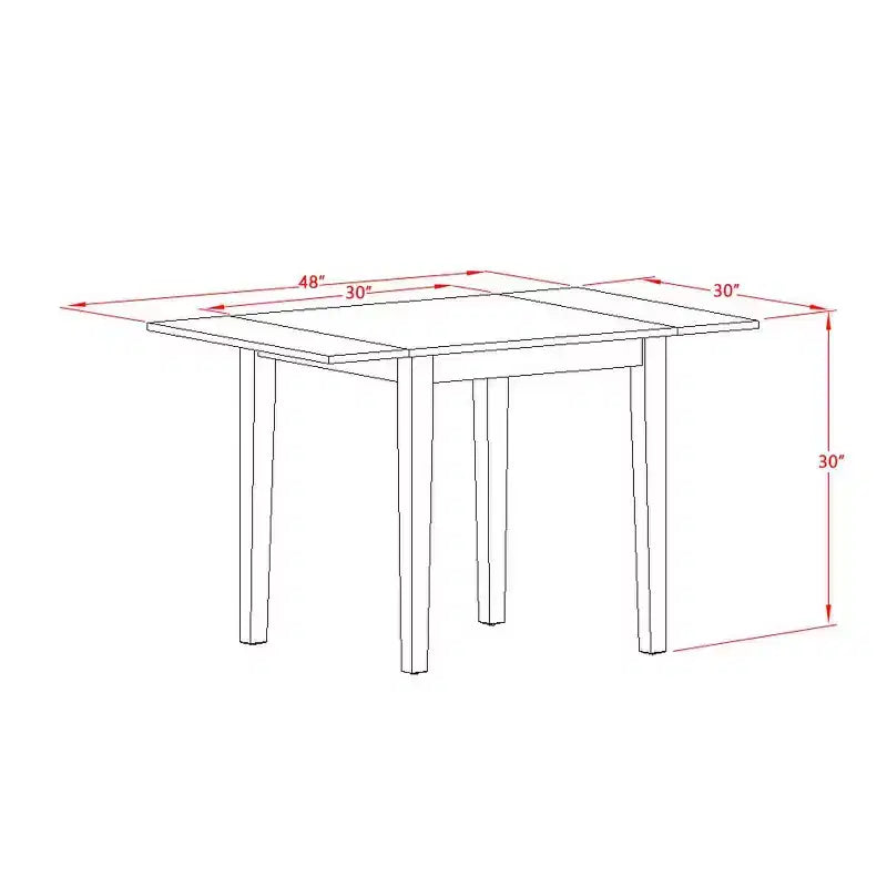 HomeStock Table de salle à manger rectangulaire 5 pièces en bois massif finition acajou avec rallonge abattante - 4 places