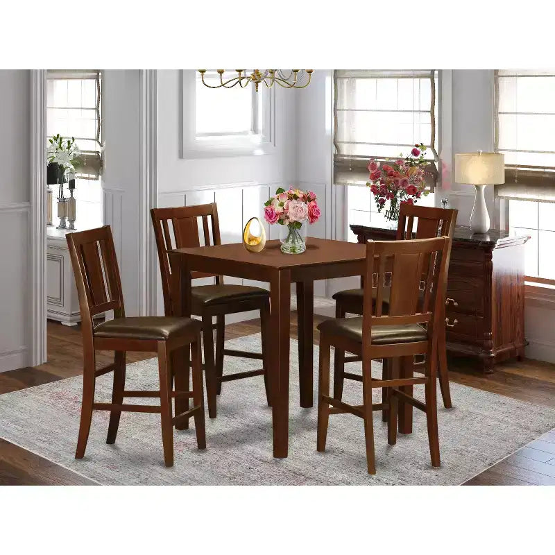 Ensemble repas hauteur comptoir - Table et 4 chaises - Style moderne pour cuisine - Table carrée 36x36 pouces