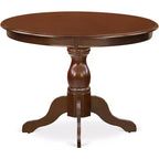 Table à manger 5 pièces avec plateau en bois massif finition acajou et 4 chaises avec