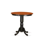 Kitchen Dinette Set - 3 Piece Table & Chair Set - Round Pedestal Table - Dark Mahogany Finish