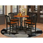 Ensemble de cuisine pour dînette - Table et chaises 3 pièces - Table ronde à pied central - Finition acajou foncé