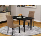 Ensemble de table à manger HomeStock 3 pièces, finition noire, plateau rectangulaire en bois massif avec rallonge papillon