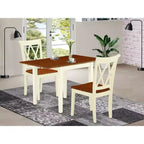 Ensemble de table à manger HomeStock 3 pièces, dessus en bois massif, finition crème et cerisier