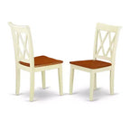 Ensemble de table à manger HomeStock 3 pièces, dessus en bois massif, finition crème et cerisier