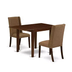 HomeStock 3-Piece Mahogany Finish Rectangular Solid Wood Top with Dropleaf Dining Table Set