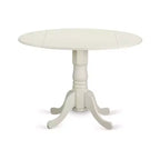HomeStock Table à manger 3 pièces ronde en bois massif avec plateau fini couleur babeurre et cerise, et 2 chaises Parson à abattants