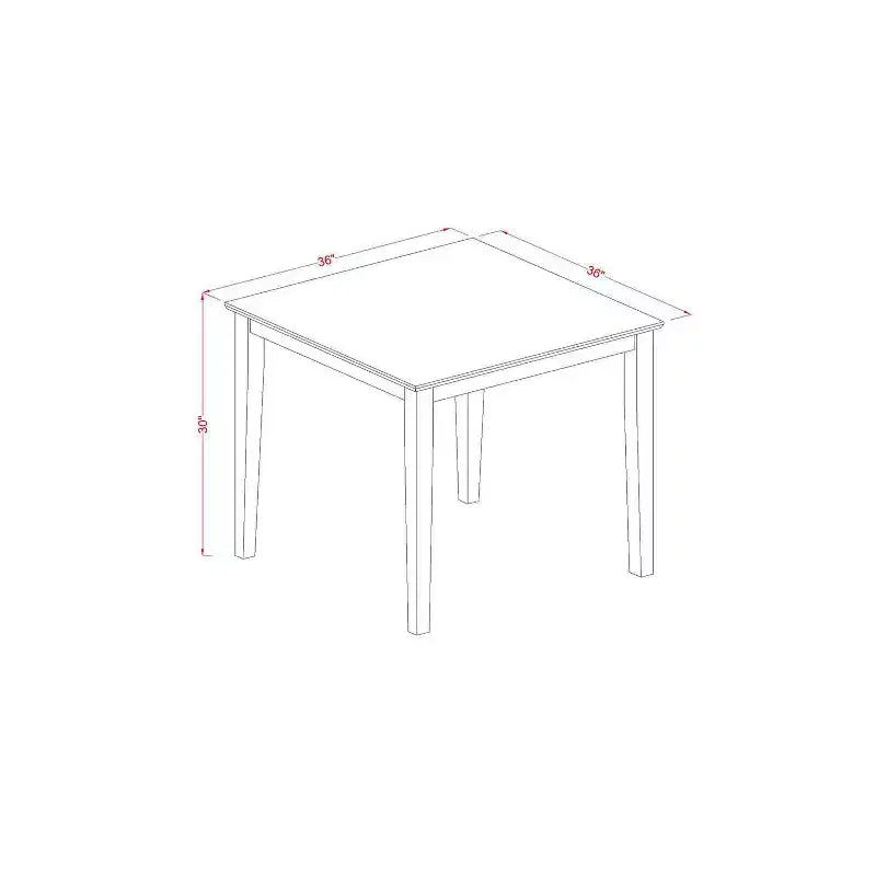 Ensemble de salle à manger 3 pièces avec plateau en bois massif carré et finition noyer antique