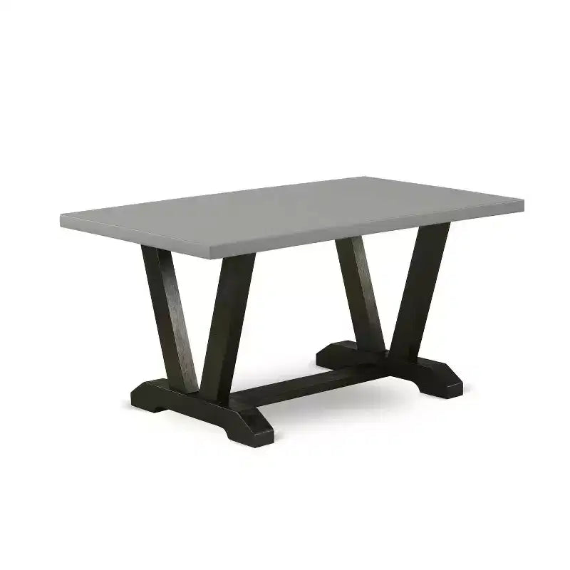 Table à manger 5 pièces en bois massif chêne naturel avec 4 chaises Parson avec