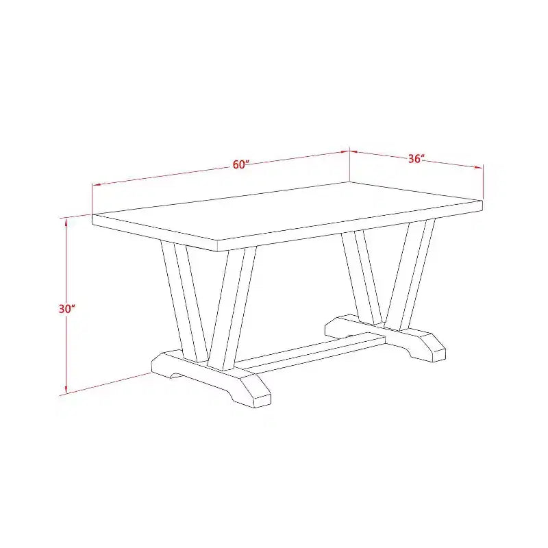 Table à manger 5 pièces en bois massif chêne naturel avec 4 chaises Parson avec