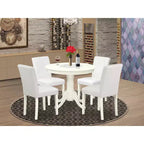 Ensemble de salle à manger bohème 5 pièces - Table ronde et 4 chaises Parsons - 91 cm - Blanc lin