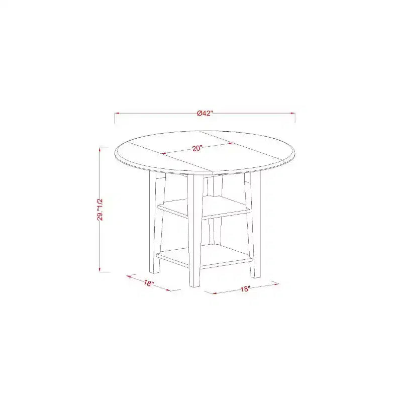 Ensemble de salle à manger rond 5 pièces en bois massif finition blanc lin – Pour 4 personnes
