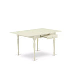 Ensemble de salle à manger rectangulaire 5 pièces en bois massif à plateau blanc lin (4 places)